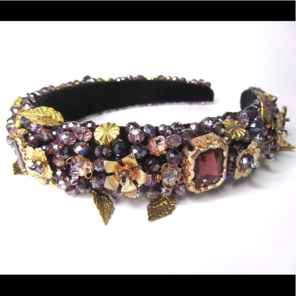 AMANDA II Rhinestones Alloy Headband AMETHYST - PURPLE COLOR - Picture 3 of 7